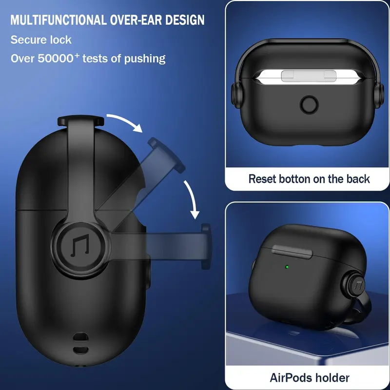 Earphone Case for Airpods Pro (2nd/1st Gen, 2023/2022/2019) with Secure Lock, Music Headset Earphone Protective Case Cover Compatible with Airpods Pro 2/Pro 3