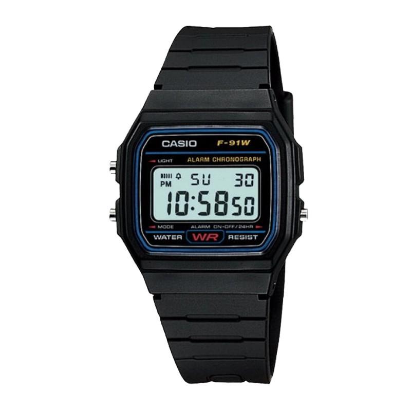  Đồng Hồ Nam Dây Nhựa Casio Standard F-91W-1 Chính Hãng - Casio Huyền Thoại F-91W-1DG Pin 7 Năm - Kỹ thuật số Chống nước 