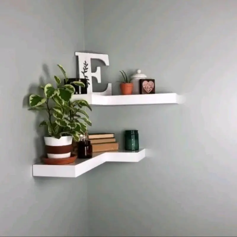 NSR.i RAK AMBALAN SUDUT DINDING, RAK SIKU AESTHETIC Kayu Jati / mahoni Request warna Mk 5