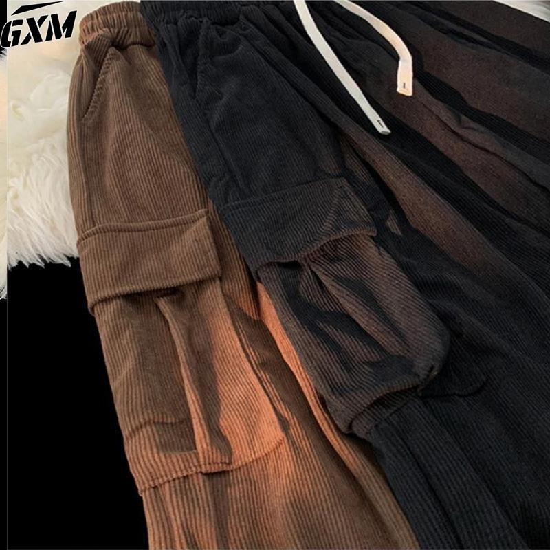 celana corduroy pria celana cargo corduroy pria celana korea Celana Kasual hitam Casual Model lurus pria celana korduroy Mode retro gaya Korea kain tahan kerut Mode untuk Korduroi Celana Kasual celana kargo premium celana gombrang pria 7
