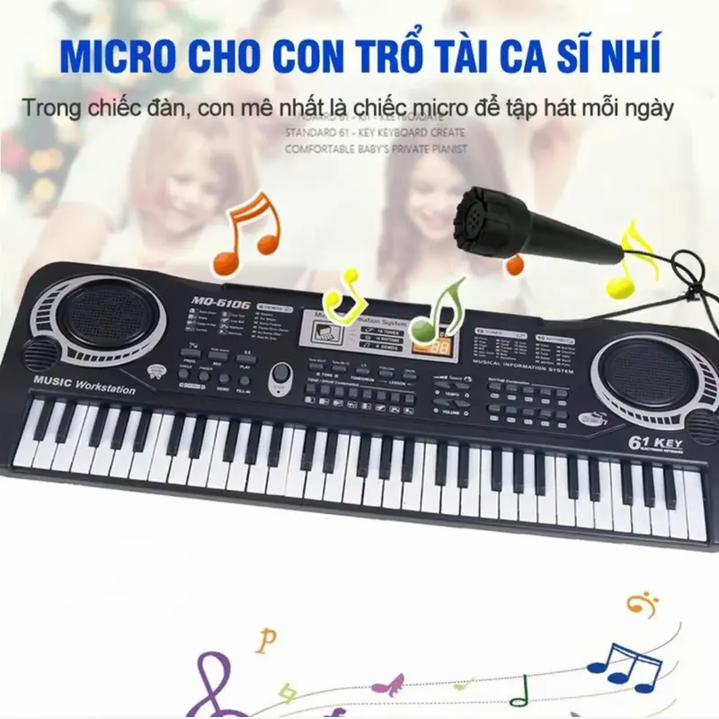 ĐÀN PIANO 61 PHÍM 2 LOA PHIÊN BẢN MỚI DÀNH CHO CÁC CON HỌC ĐÀN GIÚP TĂNG KHẢ NĂNG GHI NHỚ VÀ PHÁT TRIỂN TRÍ NÃO 1