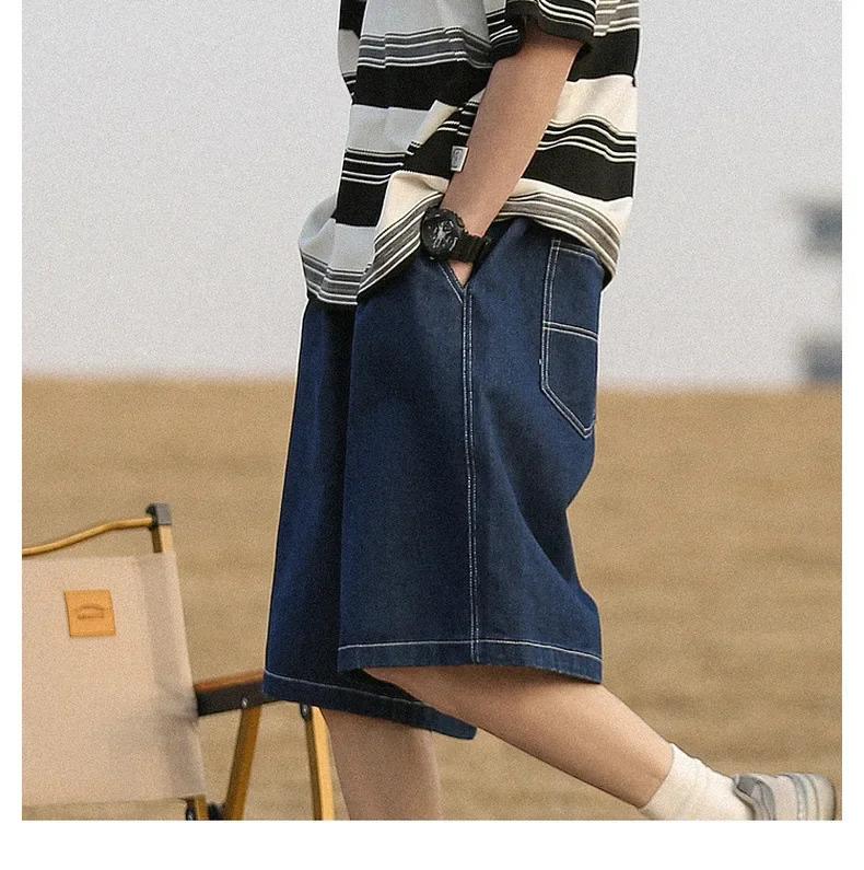 Product Introduction of American Style Vintage Denim Shorts Men's Loose Fit Straight Leg Casual Pants Trendy Brand Japanese Style City Boy 20