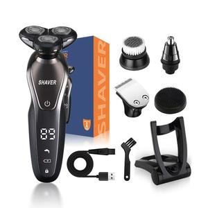 6in1電動シェーバー、充電式回転シェーバー（ステンレススチール刃付き）、鼻・耳・顔のトリミング用多機能シェーバー