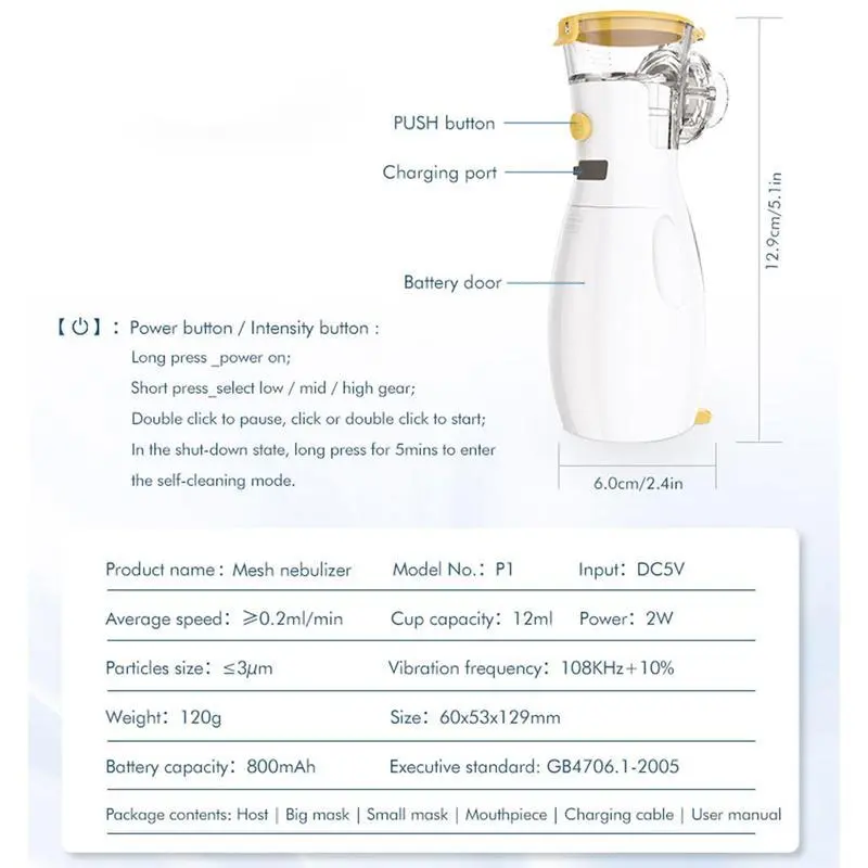 Portable Handheld Nebulizer, USB Rechargeable Atomizer with Accessories, Effective Relief for Breathing Problems, Body Care Product 1