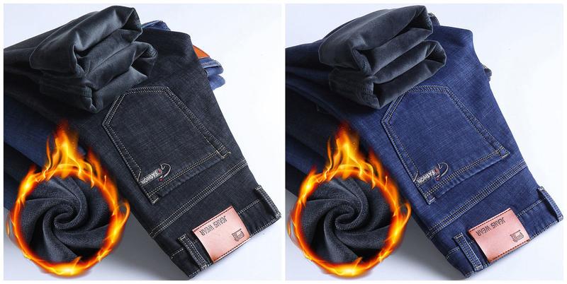 Product Introduction of Quần Jean Dày Lót Lông Cừu Cho Nam, Thẳng, Rộng, Co Giãn, Cỡ Lớn, Thắt Lưng Cao, Nhung, Cha Trung Niên, Quần Mùa Đông Ấm Áp 8