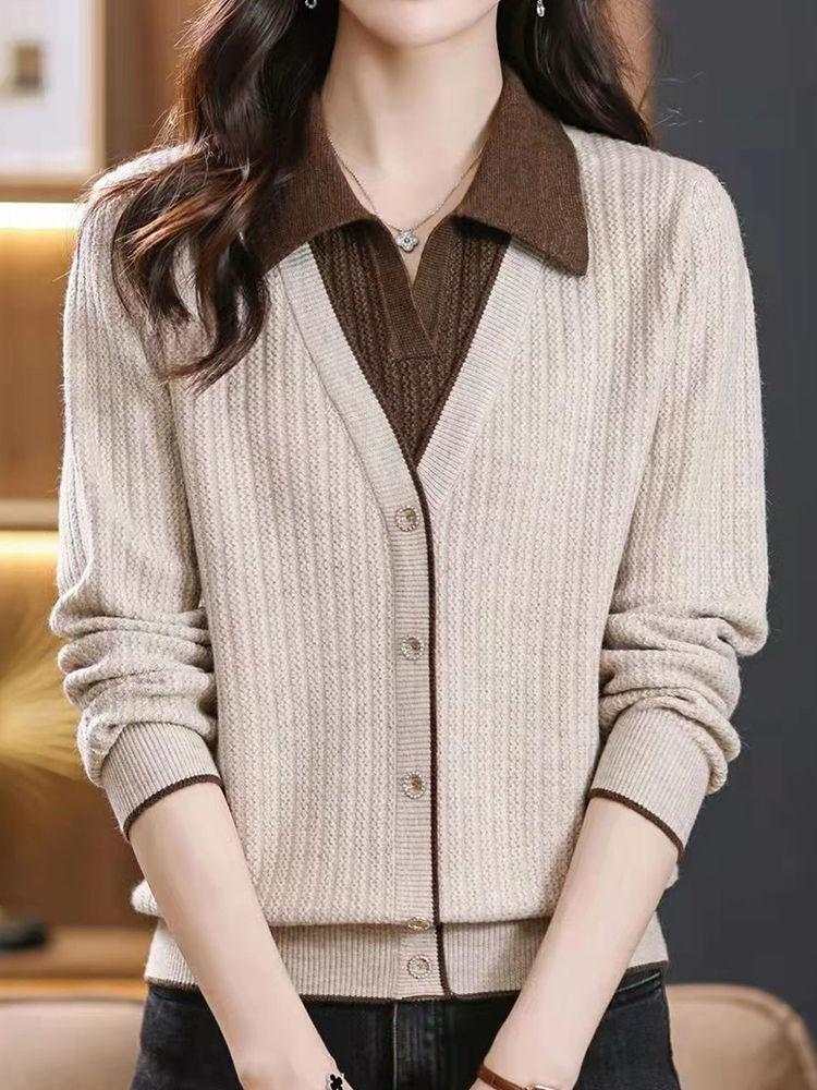 Product Introduction of Áo Len Giả Hai Lớp, Cổ Polo, Dài Tay, Áo Len Mặc Trong, Thời Trang, Thích Hợp Mặc Ngoài Trời, Áo Dễ Phối Đồ Hàng Mới Về Năm 2024 Nữ Top 5