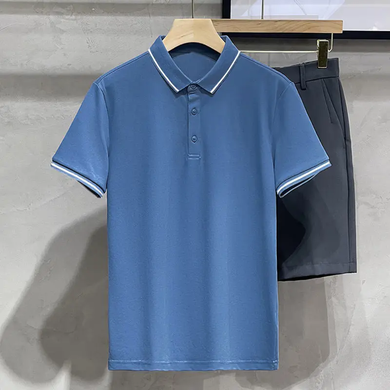 Áo polo nam phối sọc viền tay cổ nổi bật, vải cá sấu cotton form suông 5