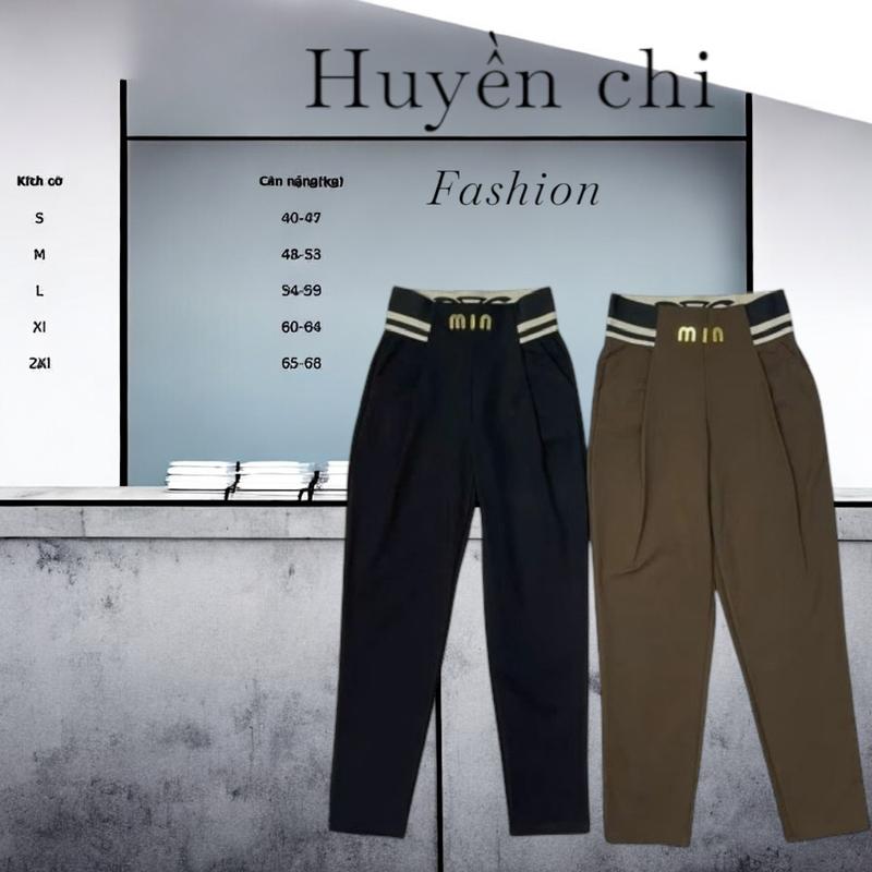 Quần thiết kế kiểu dáng baggy tôn dáng  cạp thiết kế khâu chữ min chắc chắn Có Túi Pants Nữ Women 0