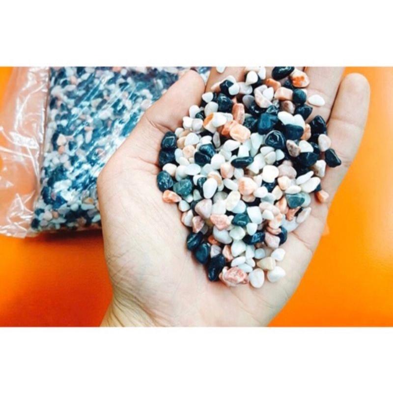 500gr Đá sỏi biển mix đủ màu ( trắng, đen, hồng, nâu ) thích hợp trang trí, làm thảm hồ thủy sinh 1