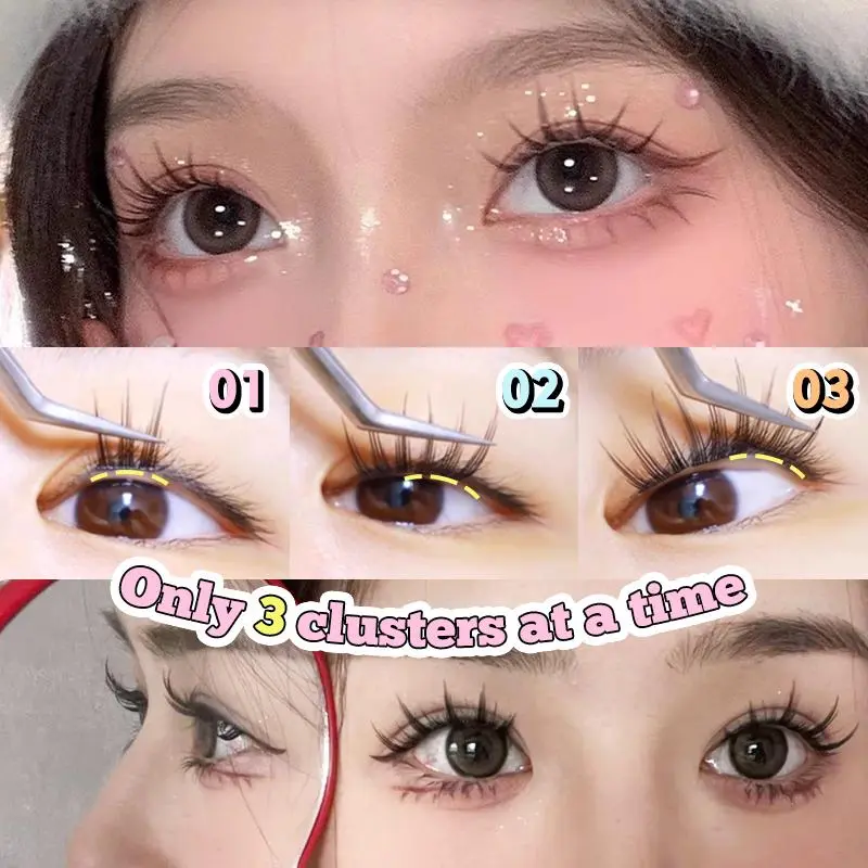 FEPO Hộp 8-10 Hàng Lông Mi Giả 11-12mm tự nhiên Sức Chứa Lớn Chất Lượng Cao Món quà miễn phí Keo dán lông mi + nhíp 6