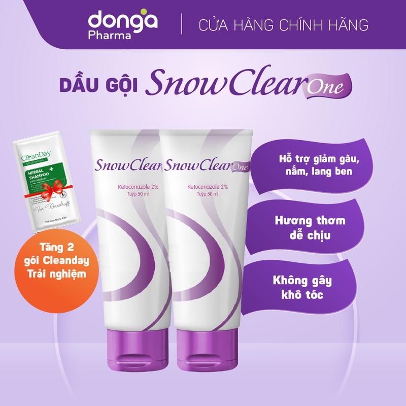 COMBO 2 TUÝP Dầu gội SnowClear One chiết xuất dầu dừa tác động kép - tuýp 50ml