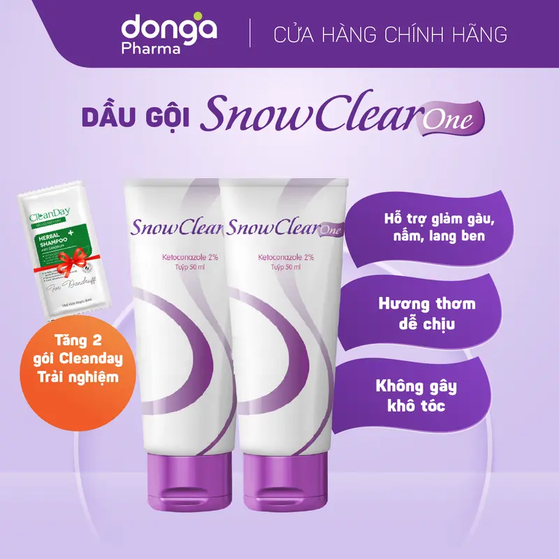 COMBO 2 TUÝP Dầu gội SnowClear One chiết xuất dầu dừa tác động kép - tuýp 50ml 0
