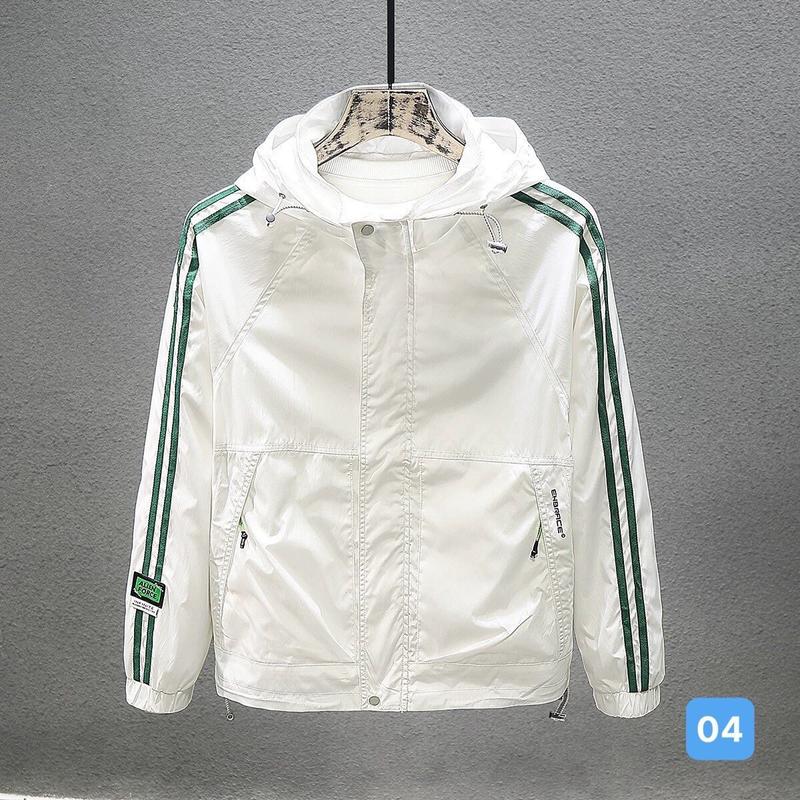 Áo khoác dù nam, mã 04 áo gió nam màu trắng kẻ sọc chất liệu vải dù 2 lớp phong cách thời trang Menswear Jacket