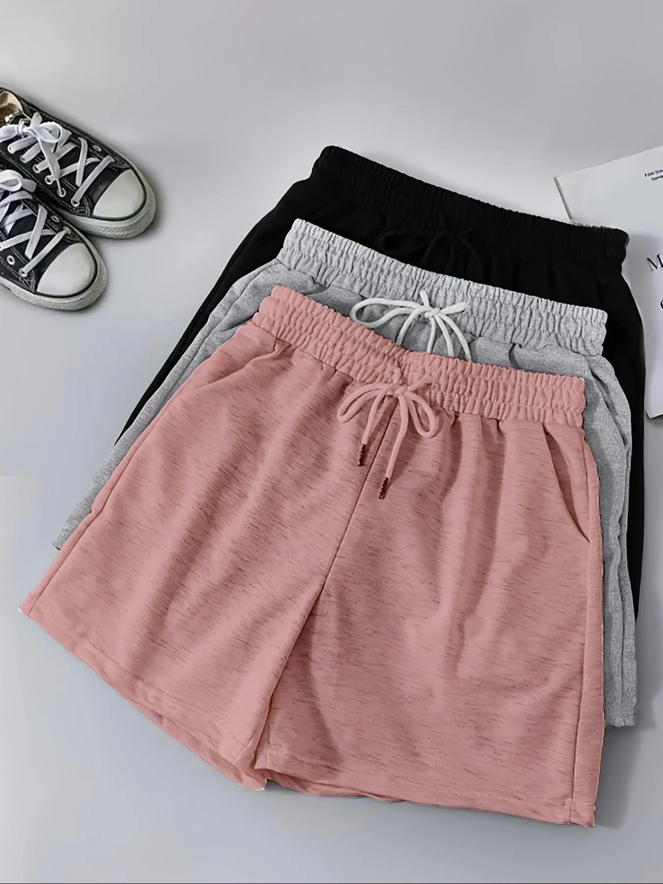 Women's Pocket Drawstring Waist Shorts, Casual Comfy Breathable Shorts for Daily Outdoor Wear, Ladies Bottoms for Summer