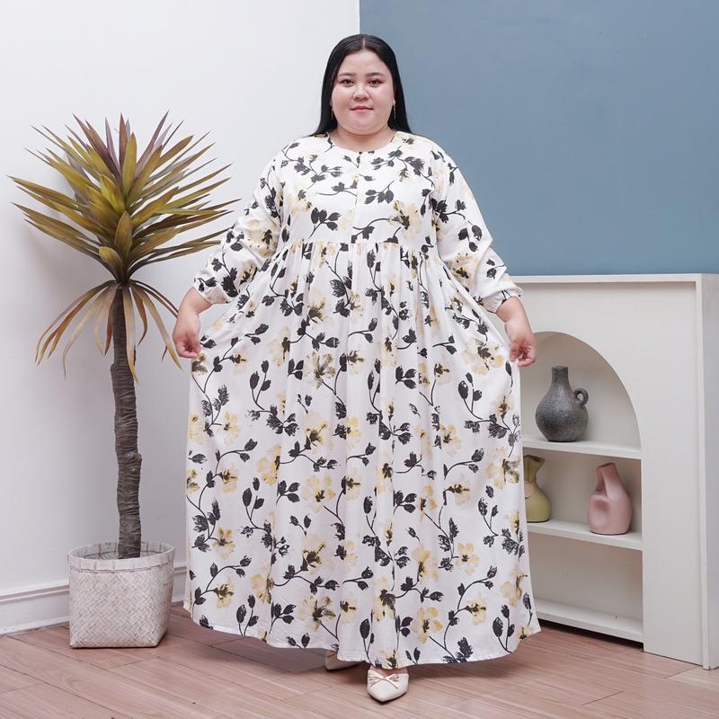 GAMIS LILY JUMBO LD 130 BAHAN RAYON PREMIUM BUSUI MUAT BB 100 kg ada saku 0