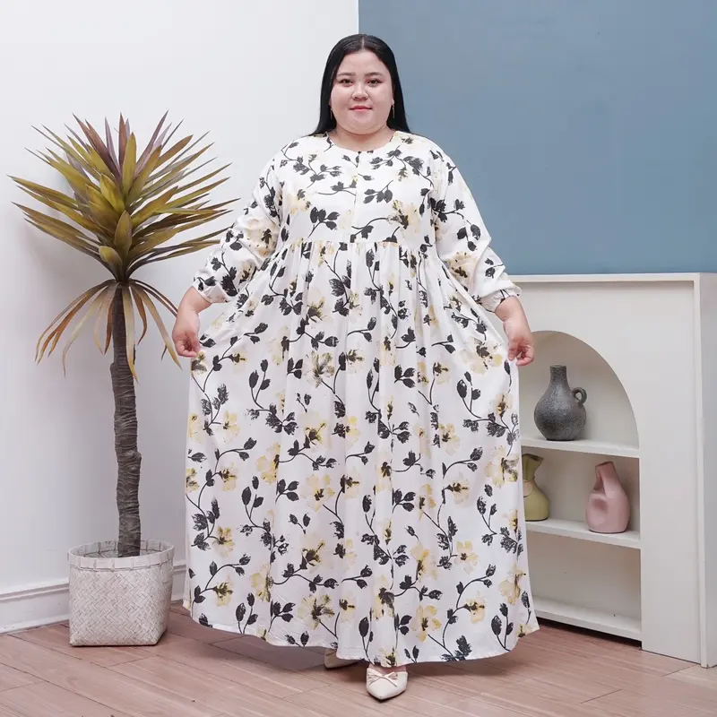GAMIS LILY JUMBO LD 130 BAHAN RAYON PREMIUM BUSUI MUAT BB 100 kg ada saku 0