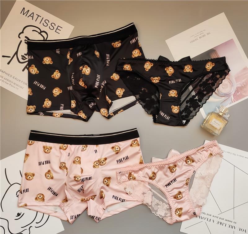 D2 - Set Quần Lót Cặp Đôi Hình Dễ Thương Chất Cotton Lụa Thun Nữ, Nam