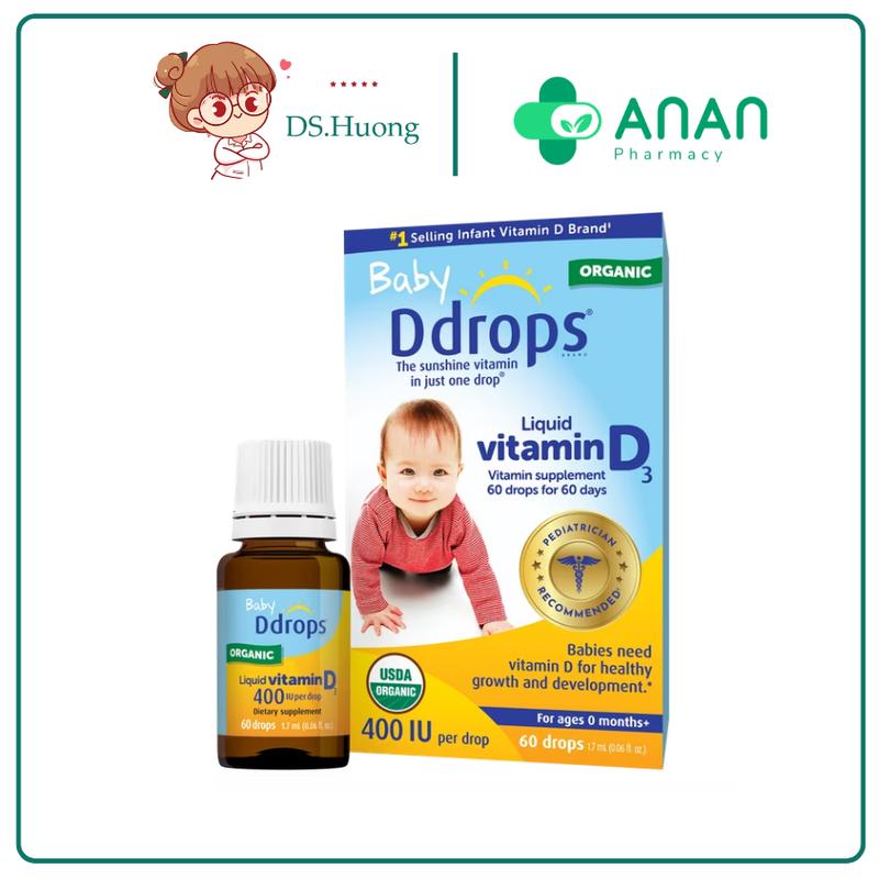 Bổ sung Vitamin D3  bổ sung 400 IU -  Baby Ddrops - Canada - 90 giọt