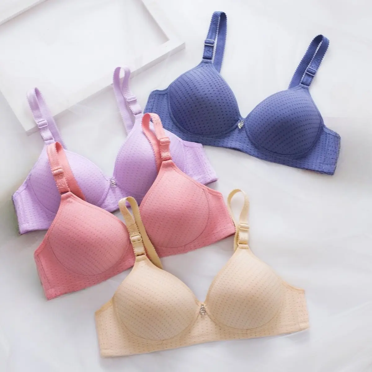 Bra Women Wireless Bra Fiber Cotton 36-46 BC Cup Breathable Full Coverage Bras Baju Dalam Tanpa Dawai Underwear Womenswear Comfort