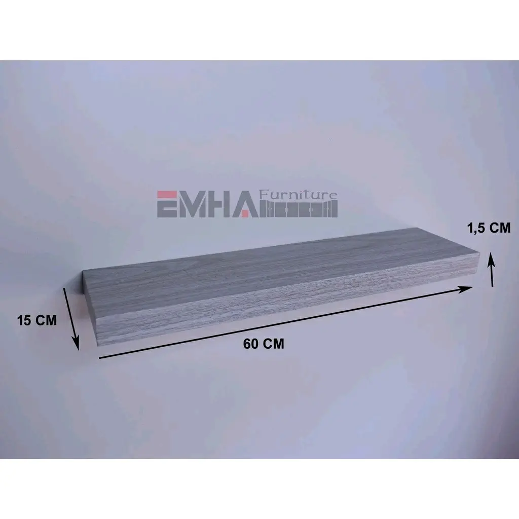 RAK AMBALAN LEBAR 15 CM (P 60&50&40&30)/RAK GANTUNG/RAK STB/RAK DINDING ABU KAYU Dipasang di Dinding/ Anti selip/ rak murah/ rak bungah/ rak dapur/ rak minimalis/ rak isi 3/ rak settop box/ rak tv/ rak buku/ rak kamar/ rak tamu