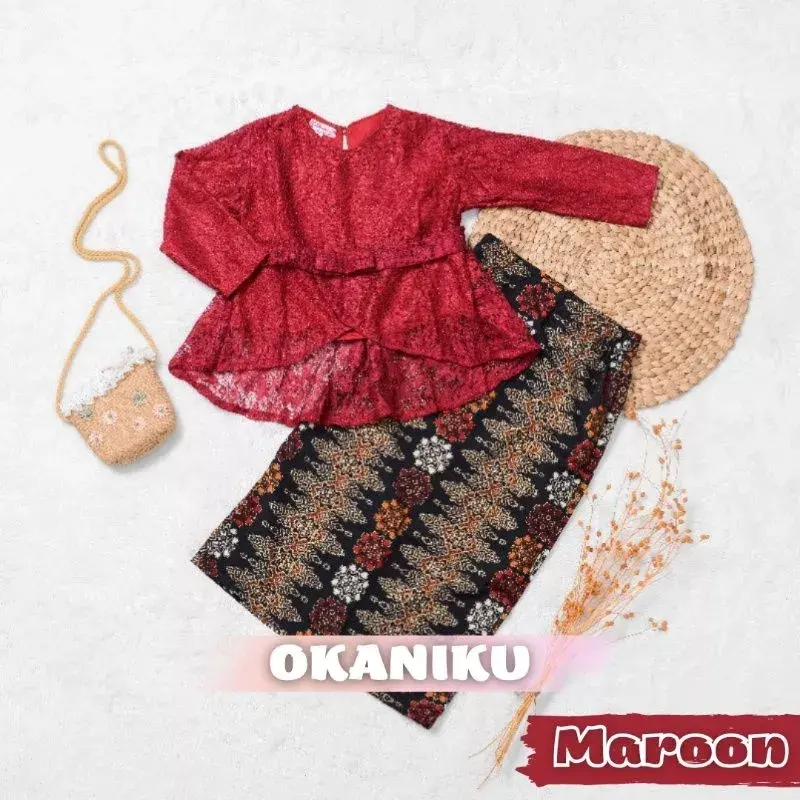 Setelan Baju Kebaya Anak Perempuan Modern Brokat Rok Span Kimono Acara Wisuda KondanganTK SD SMP Fashion 2
