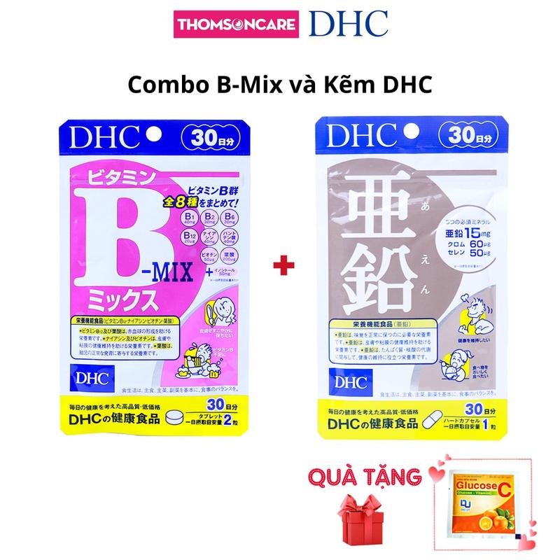 Viên uống Bmix 60 viên và Kẽm DHC 30 viên combo bố sung vitamin B và kẽm cho cơ thể (tặng kẹo ngậm Glucose C)