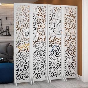 (Tặng kèm chân) Vách ngăn bình phong họa tiết hình hoa hỗn hợp (Bán ừ 2 tấm) 2