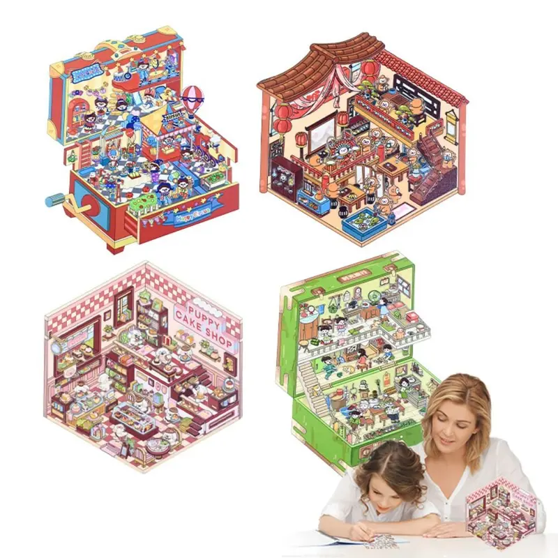Hình dán cảnh quan 3D hoạt hình, dễ thương và trang trí, phụ kiện tự làm, hình dán cảnh thu nhỏ, nhiều cảnh, hình dán Sổ Tay thích hợp làm quà tặng Giáng sinh 1