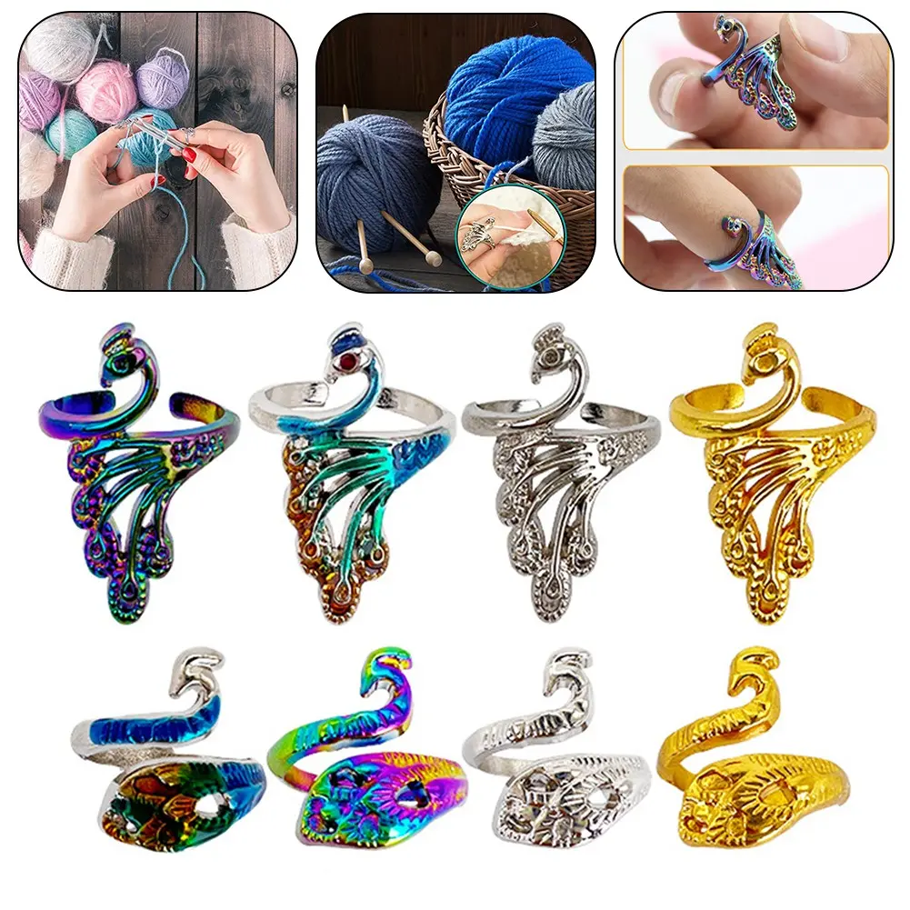 【ZJHT】 PC Metal Knitting Tools Handmade Peacock Stitch Crochet Yarn Guide Accessories