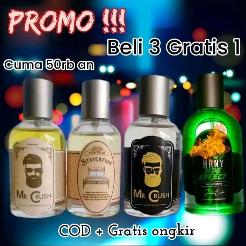 PROMO CUCI GUDANG BELI 1 DAPAT 4[MR.CRUSH,STAYCAUTION,HRNY S EFFECT,HARNY] Perfume Pria Wangi 1