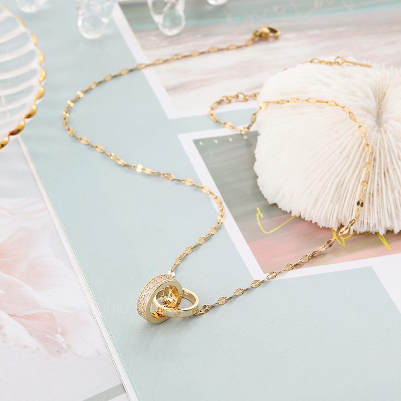 Product Introduction of New Women's Necklace Simple Fashion Korean Style Rose Gold Inlaid Diamond Necklace for Women Gift Necklace Jewelry 1