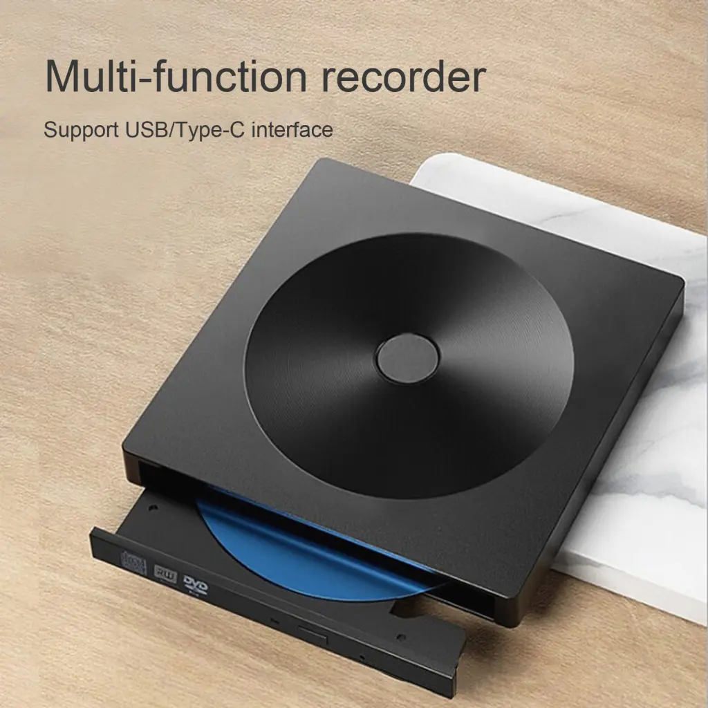 alyoad- ROM External Drive Mini Solid Color CD-ROM Disk Drive Computer ROM External Drive for Office Type-c
