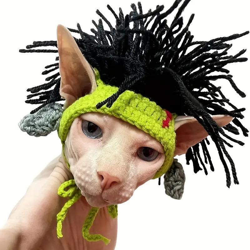 Topi Kucing Gaya Punk, 1 Keping, Lembut dengan Tali leher Boleh Laras ...