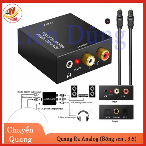 Bộ chuyển âm thanh TV optical to audio AV ra của amply + Cáp quang Optical Digital 1m