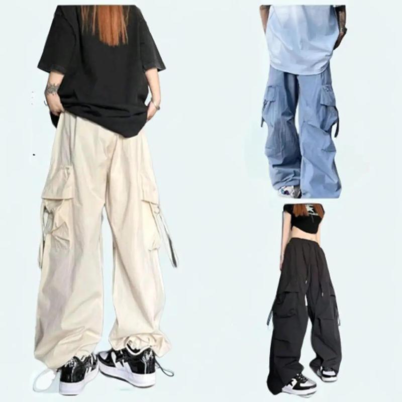  Quần ống rộng TÚI TO dây điều chỉnh from unisex nam nữ mặc ok 3 màu đen xanh be Thông thường Trơn Pants Kaki Có Túi Menswear Ong quana unam 