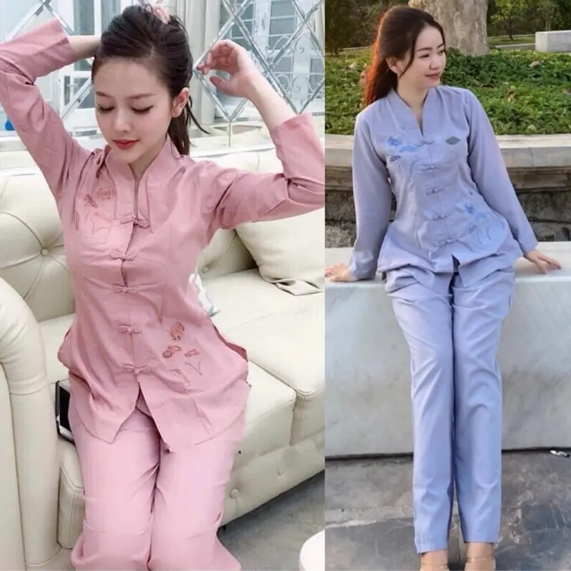 Đồ Lam Đi Chùa # Bà Lai Tim # Đồ Bộ Nữ # Quần Áo Nữ Nâu Top Women