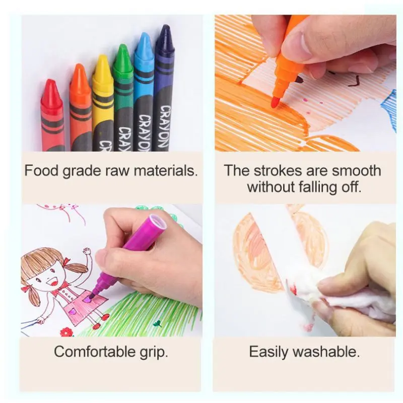 GROSIR Crayon Set 208 Pcs dan 150Pcs Pensil Krayon Warna Lengkap Art Set Menggambar dan Mewarnai Seni Melukis Anak Stationery 1