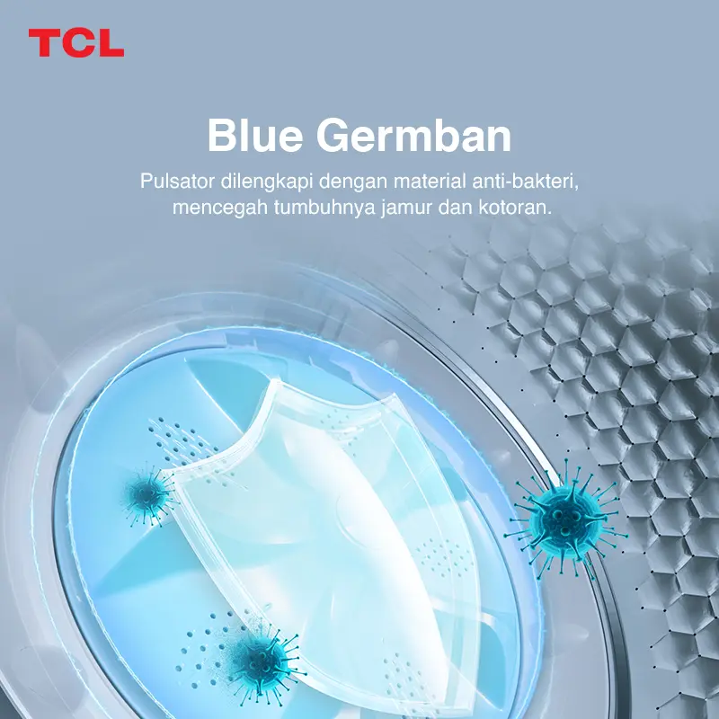 [FLASH SALE] TCL MESIN CUCI TOP LOADING 8 KG - Honeycomb Crystal Drum - Auto Cleaning - Eight Wash Program - Dual Detergent Case (Model: TWA85-20GM) 5