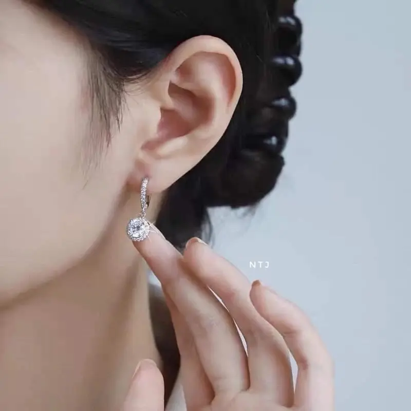 Bông tai tròn treo sang trọng sáng đẹp- THU HUONG SILVER 3