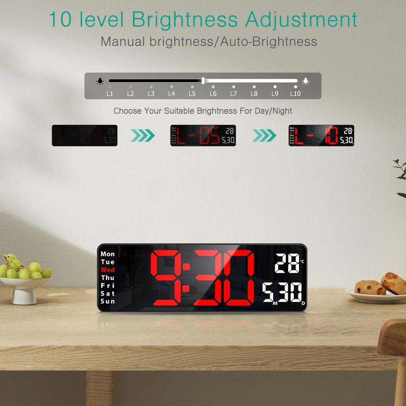 Multifunctional LED Electronic Clock, 1 Count Battery Powered Digital Clock with Remote Control, Home Decor Supplies for Living Room Bedroom 2