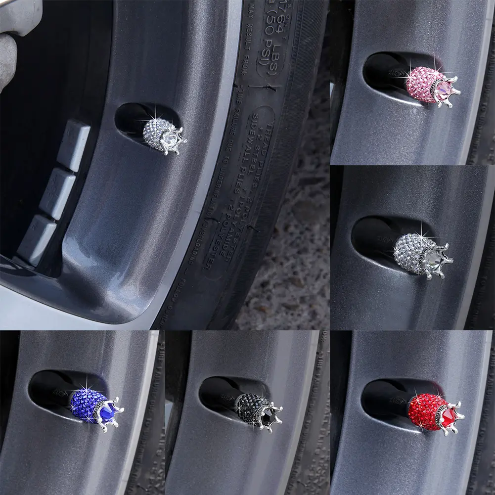 4Pcs Car Wheel Tyre Stem Air Caps Crown Dustproof Tire Valve Caps Auto Shining #315457