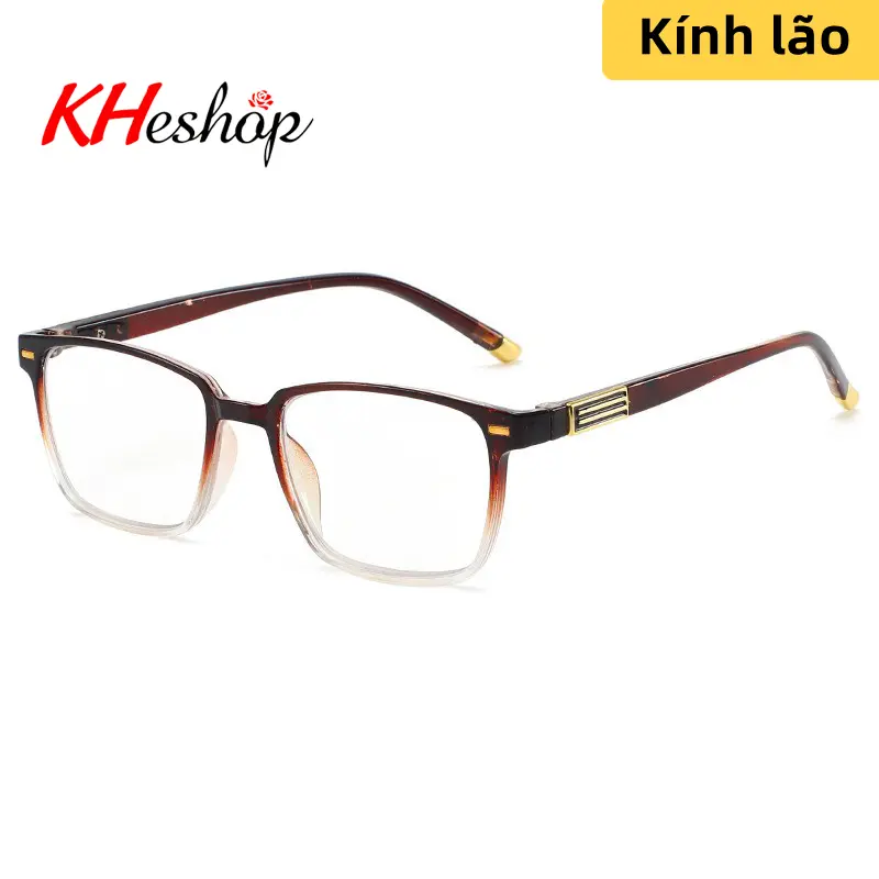 [Mã HY1208] Kính lão gọng Hàn Quốc cổ điển có độ phân giải cao tròng vuông Mắt Kính Tròng Kính 5