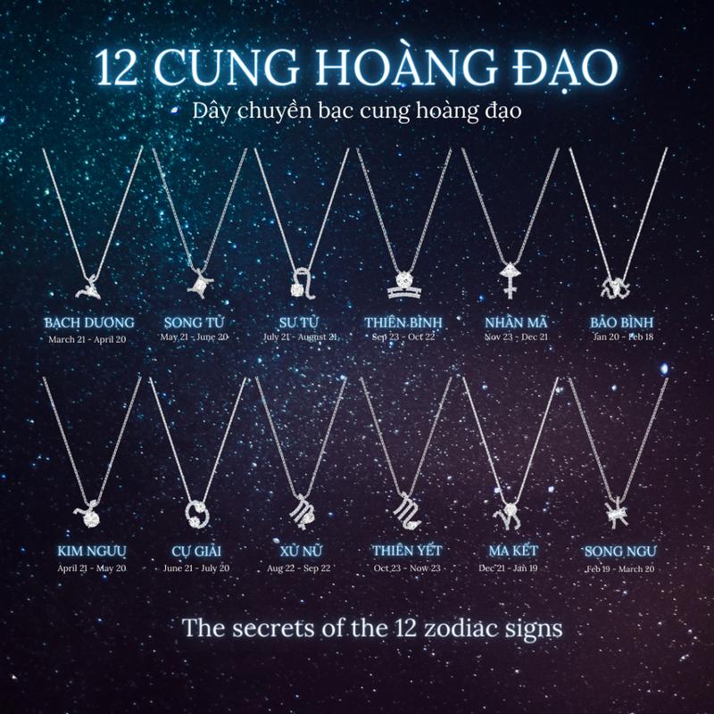 Dây chuyền 12 cung hoàng đạo CDE Zodiac Pendant Necklace Nam và Nữ - Trang Sức CDE Jewelry
