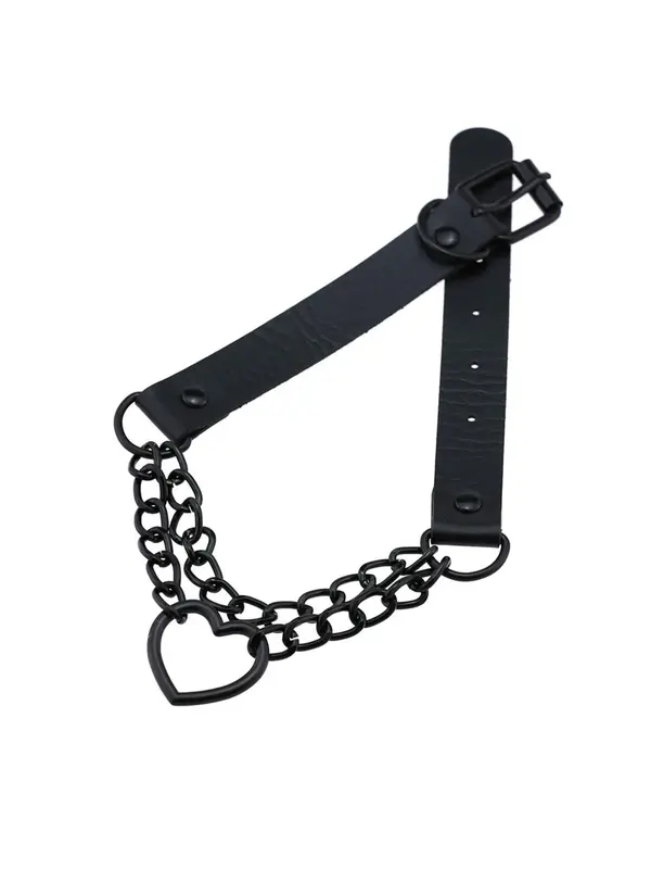 Punk Style Heart Design Choker,  Fashionable PU Leather Chain Necklace for Party, Daily Clothing Decor, Trendy All-match & Exquisite Jewelry for Birthday Gift, Valentine's Day, Gift 2