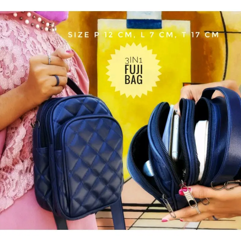 FUJI 3IN1 BAG- TAS KECIL STYLISH 3 RUANG TAS MULTIFUNGSI BISA DITENTENG / SLEMPANG / RANSEL 0