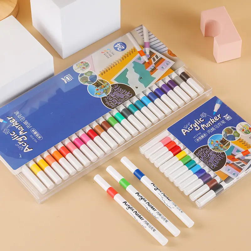 Bút Đánh Dấu Acrylic, 24 Màu, Thích Hợp Vẽ Tranh, Bút Chì Màu Nước, Dành Cho Trẻ Em, Đánh Dấu Graffiti, Chất Liệu Acrylic 1