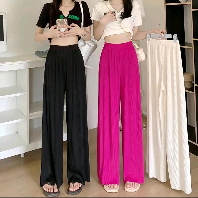 Quần suông nữ tăm lạnh PS dập li sắc màu freesize- loại 1 Women Pants Nhung Đen quansuong 0