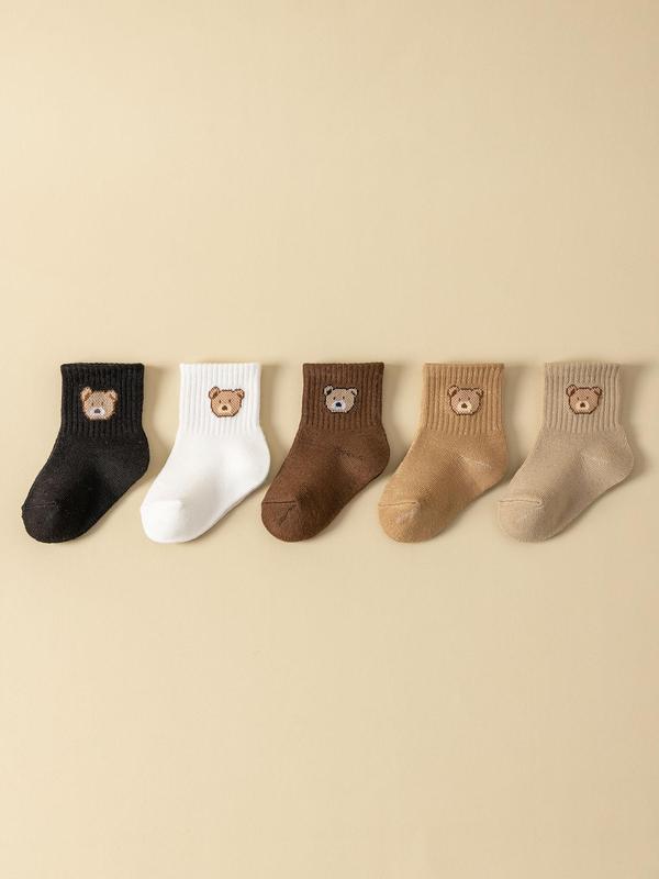 Unisex Baby's Cartoon Bear Pattern Crew Socks, Cute Comfy Breathable Socks for Infant Toddler Kids, Newborn Baby Socks,  Underwear 4