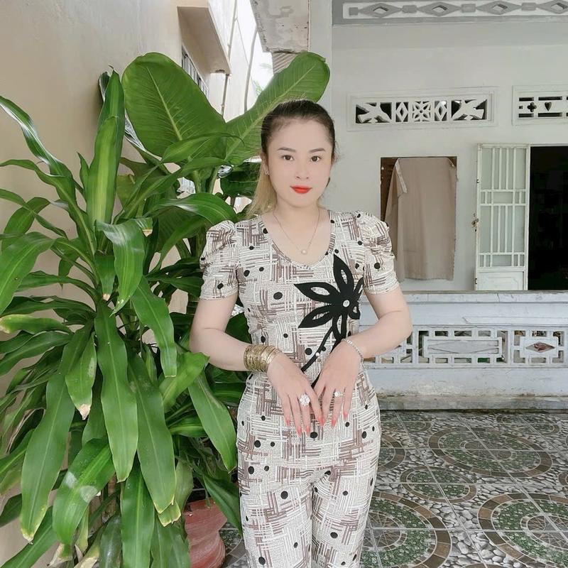 Giảm Bộ kiểu tai thun aty tơ có hoa 12345 quần dài ống ôm Thun 3