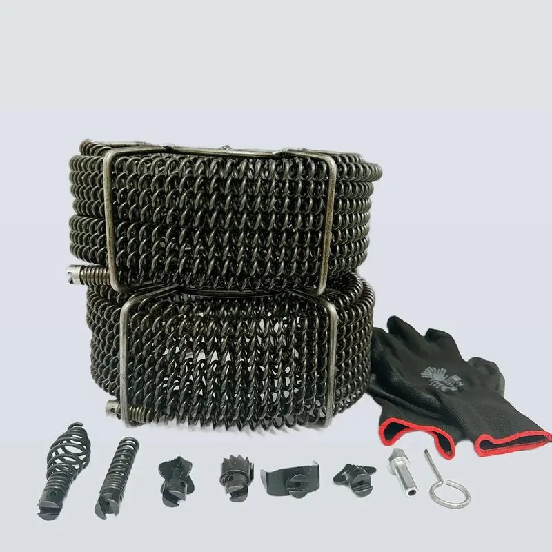 Bộ Dây Thông Tắc Cống Lò Xo Dùng Cho Máy Khoan ( Gồm Dây Lò Xo Phi 16 + 6 đầu thông + 1 đầu kết nối ) 0